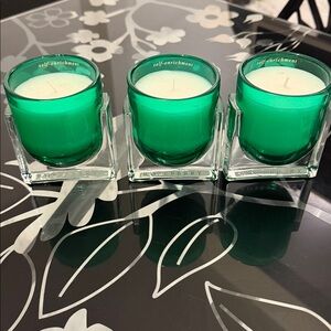 Green Glass Scented Candle Set Patrick’s day roseberry self-enrichment NEW RARE